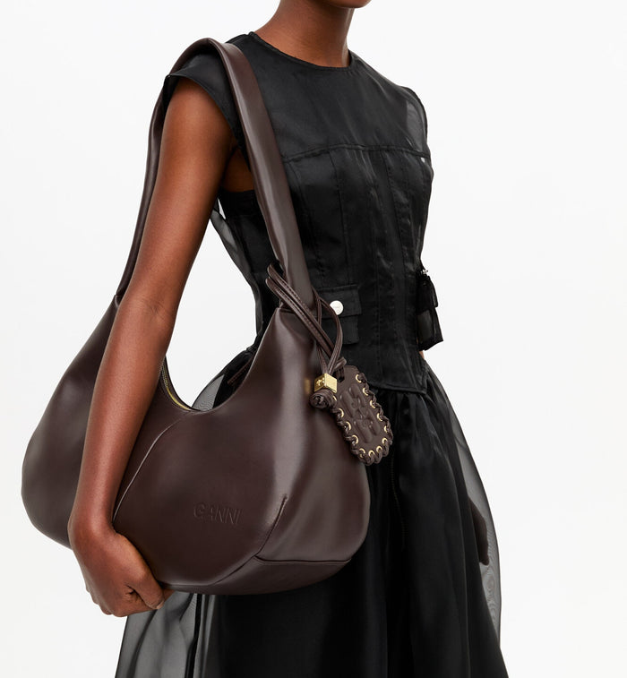 Anna Nina GANNI Seal Brown Hobo Bou Bag