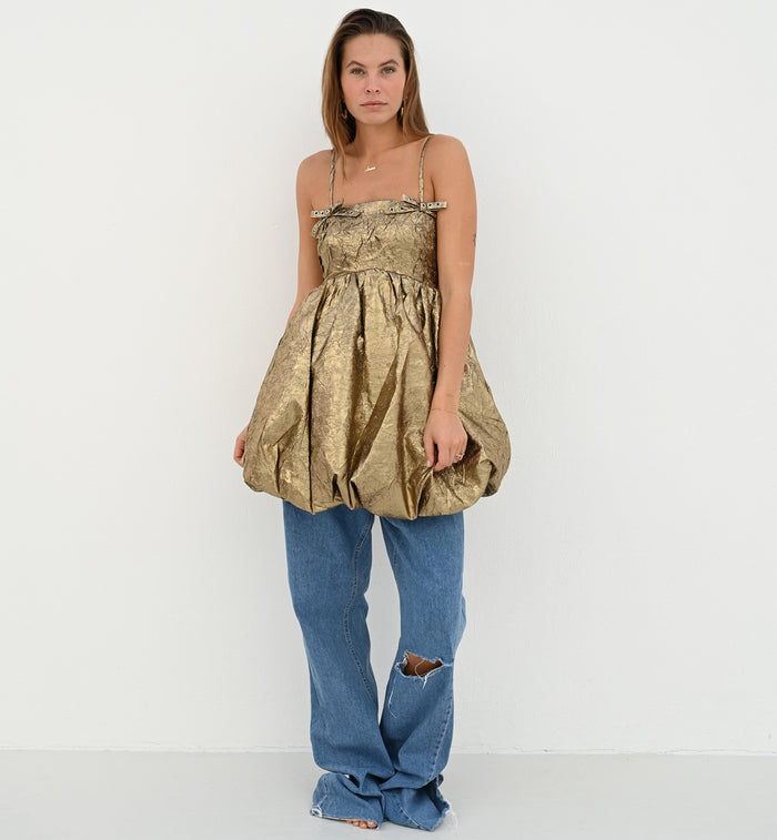 Anna Nina GANNI Shibori Strap Mini Dress Brown