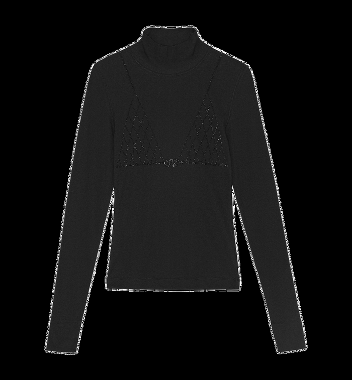 anna nina GANNI Soft Rib Rhinestone T-shirt Black