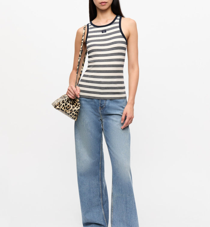 Anna Nina GANNI Striped Rib Tank Top Black