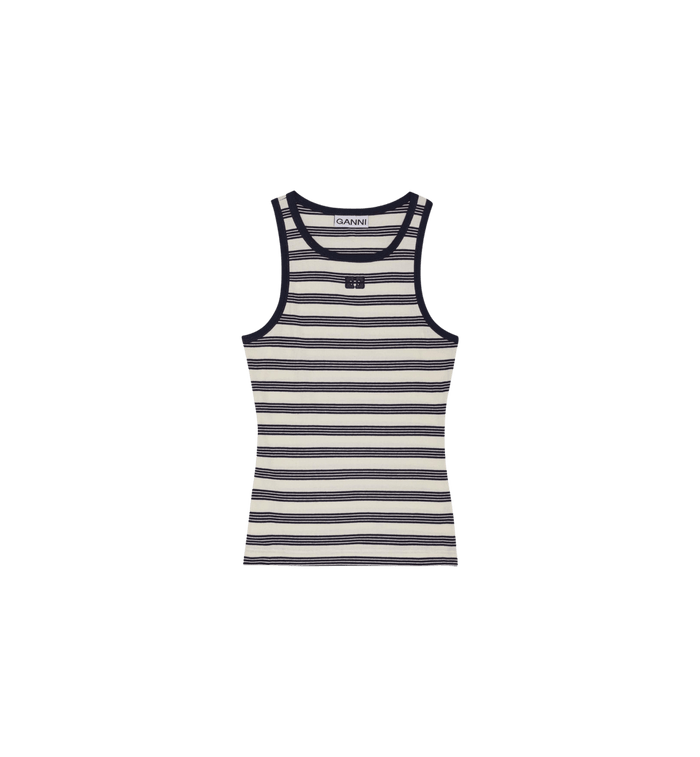 anna nina GANNI Striped Rib Tank Top Black