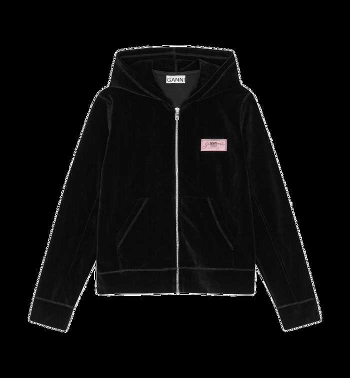 anna nina GANNI Velour Zip Hoodie Black