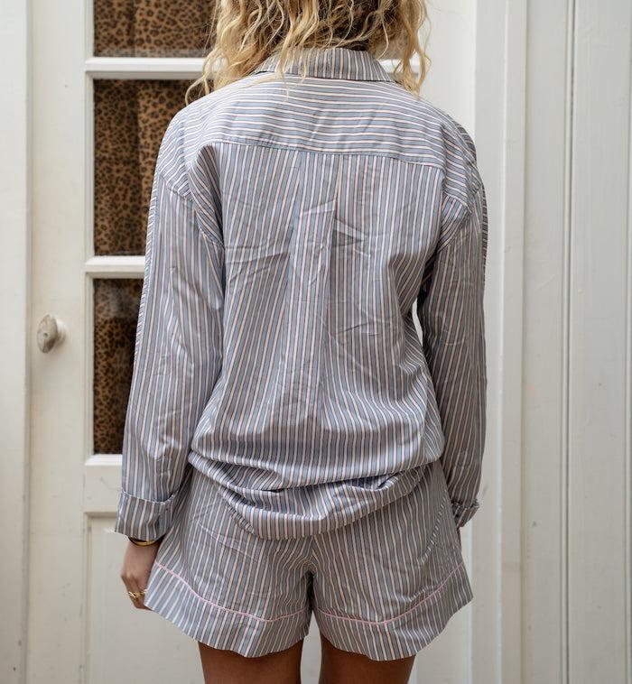 Anna Nina GANNI Yarn Dyed Stripe Shirt Blue