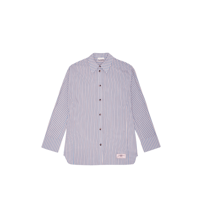anna nina GANNI Yarn Dyed Stripe Shirt Blue