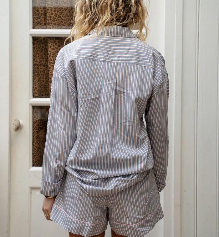 Anna Nina GANNI Yarn Dyed Stripe Shorts Blue