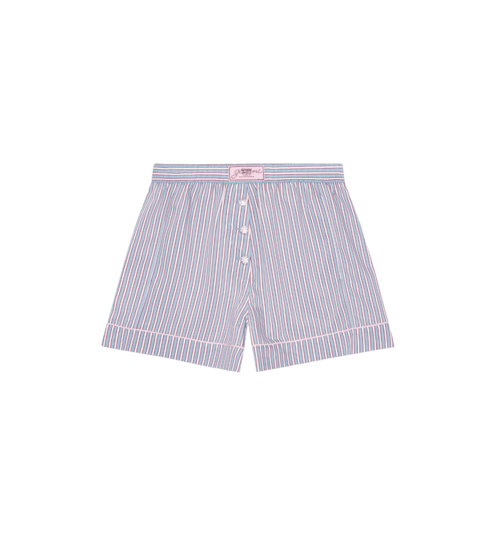 anna nina GANNI Yarn Dyed Stripe Shorts Blue