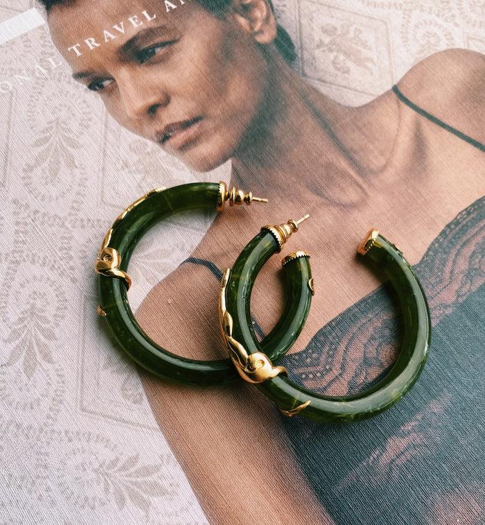 Anna Nina Gas Bijoux Khaki Cobra Earring Set