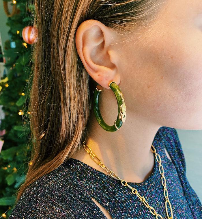 Anna Nina Gas Bijoux Khaki Cobra Earring Set