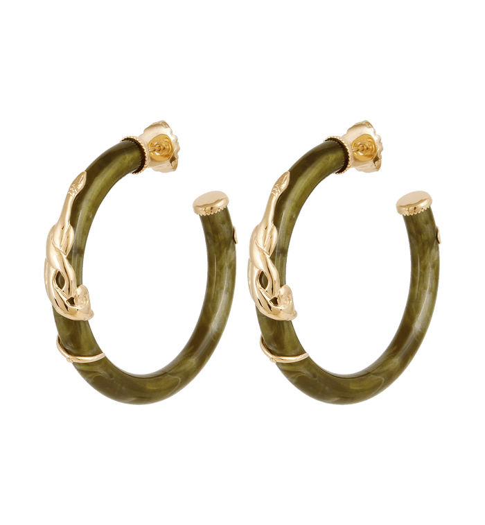 anna nina Gas Bijoux Khaki Cobra Earring Set