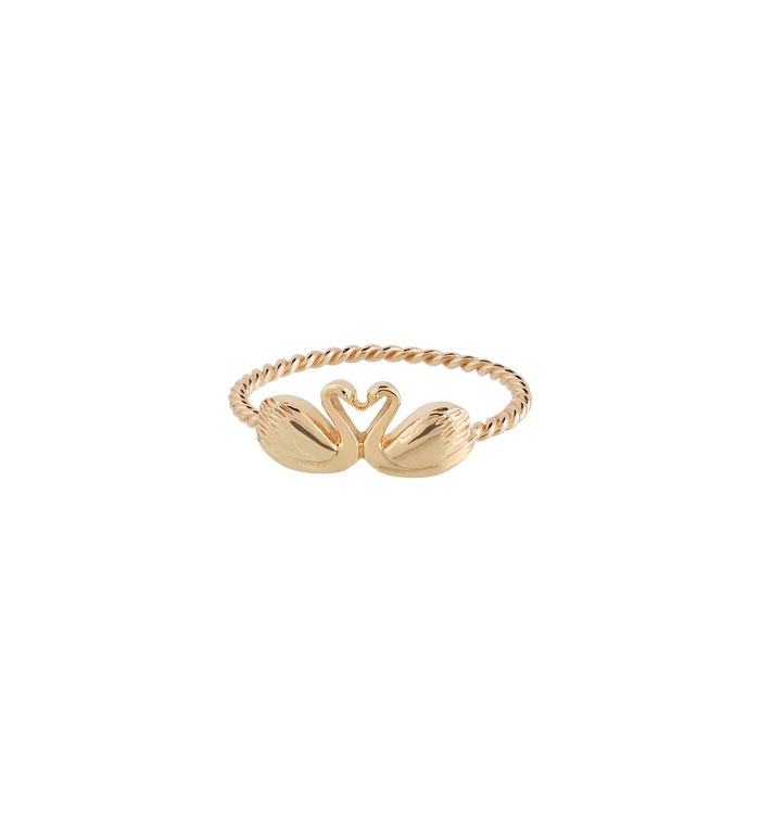anna nina Golden Swans Ring 14K Yellow Gold