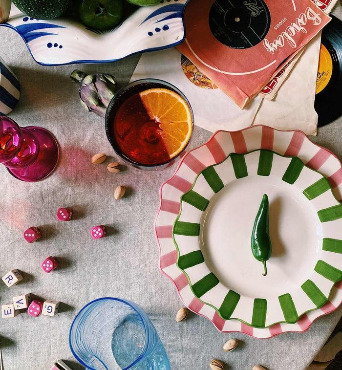 Anna Nina Green Scalloped Breakfast Plate