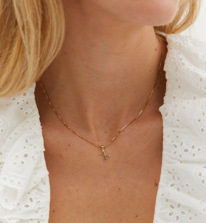 Anna Nina Initial Necklace Charm 14K Yellow Gold