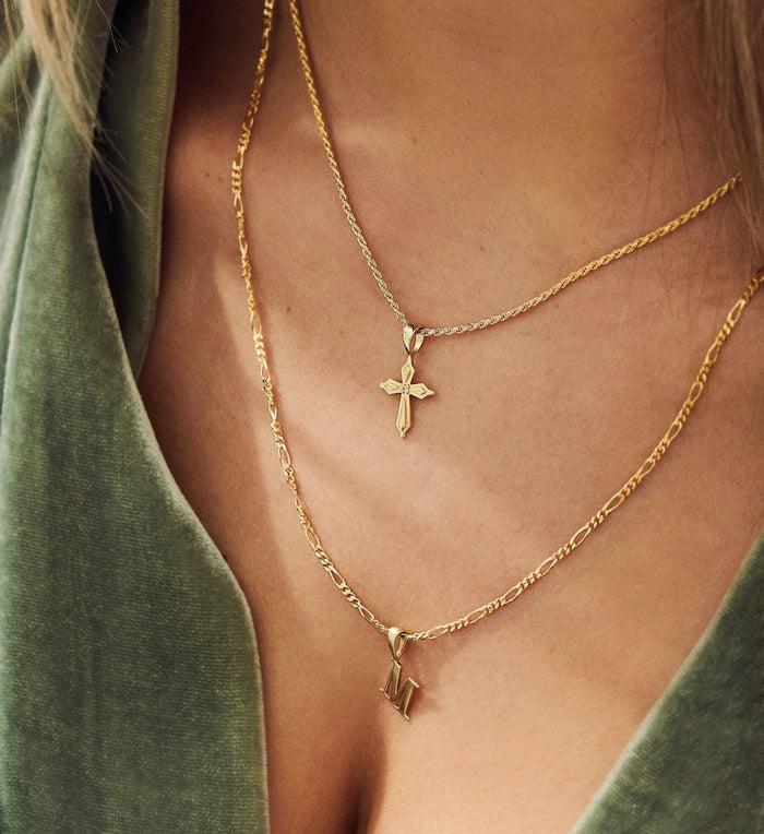 Anna Nina Initial Necklace Charm 14K Yellow Gold