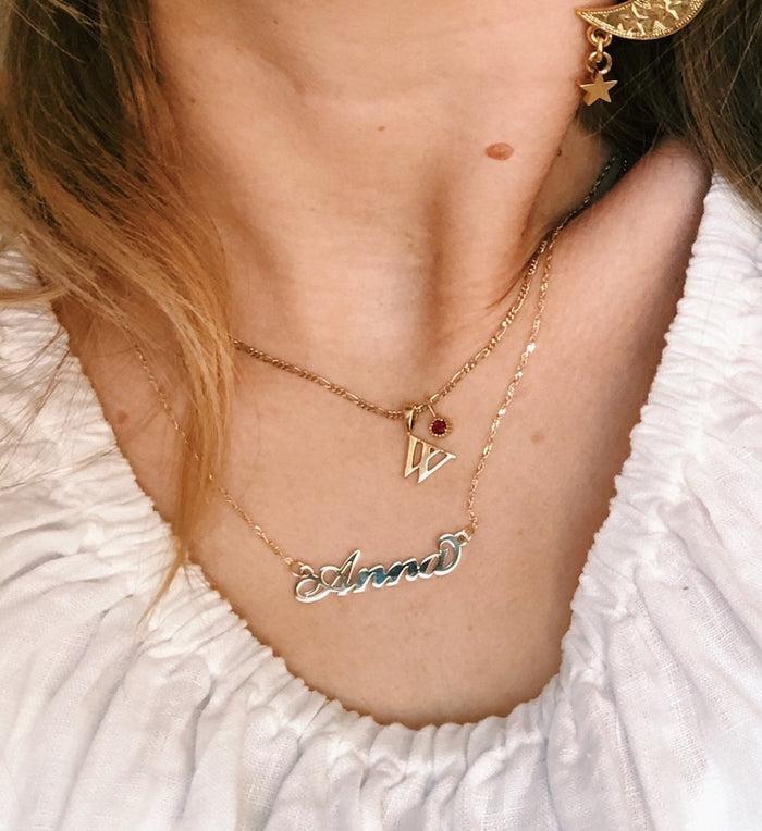 Anna Nina Initial Necklace Charm 14K Yellow Gold