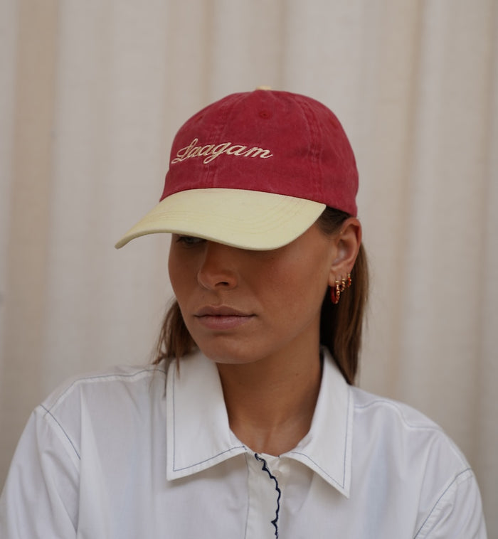 Anna Nina Laagam Burgundy Embroidered Logo Cap