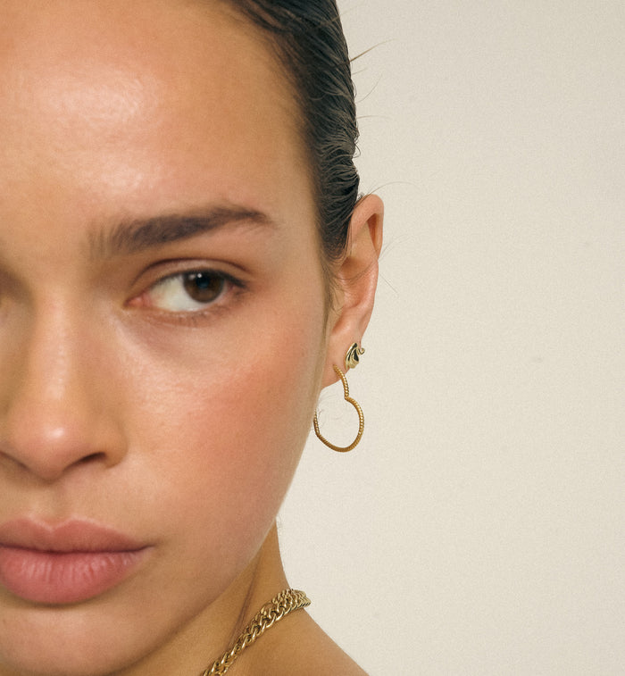 Anna Nina Lace & Love Hoop Earrings 9K