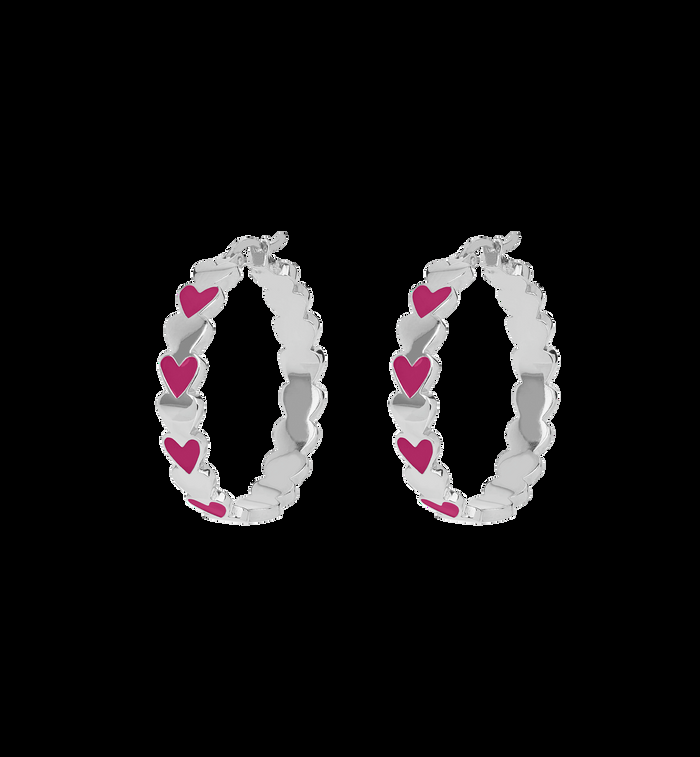 Anna Nina Large Beloved Mauve Hoop Earrings Silver