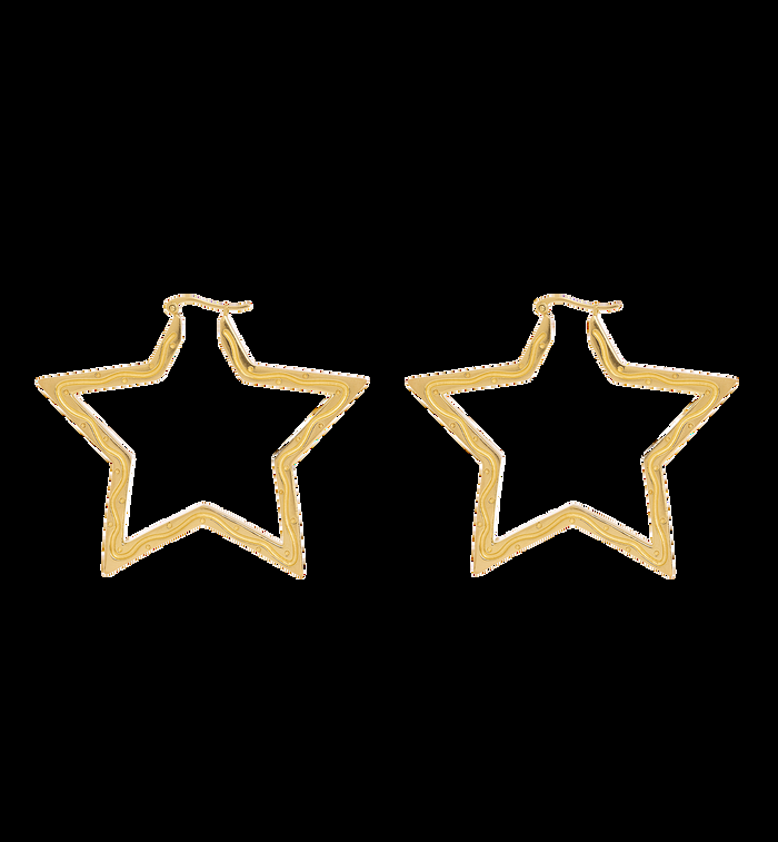 anna nina Large Funky Star Hoop Earrings Silver