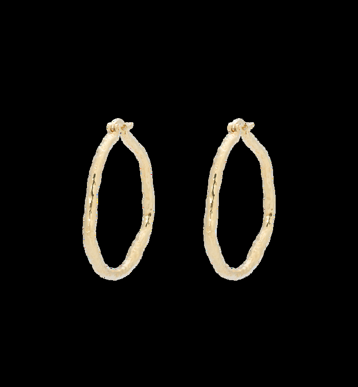 Anna Nina Large Organic Hoop Earrings Gold Plated