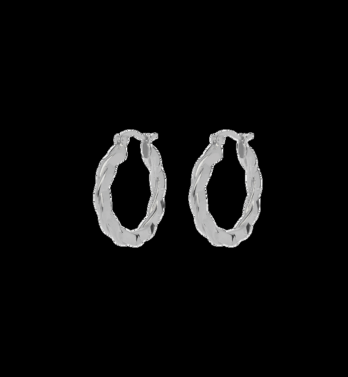 Anna Nina Large Twisted Hoop Earrings Silver
