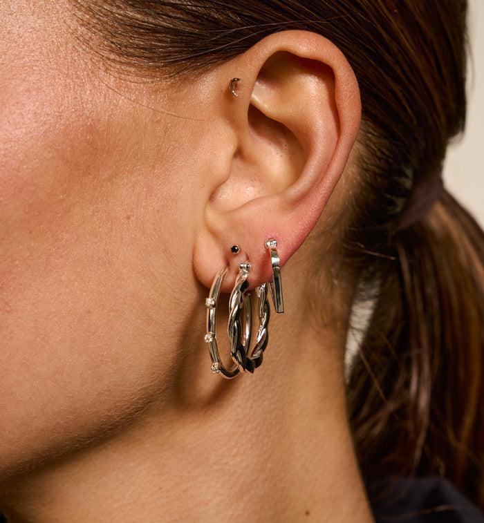 Anna Nina Large Twisted Hoop Earrings Silver