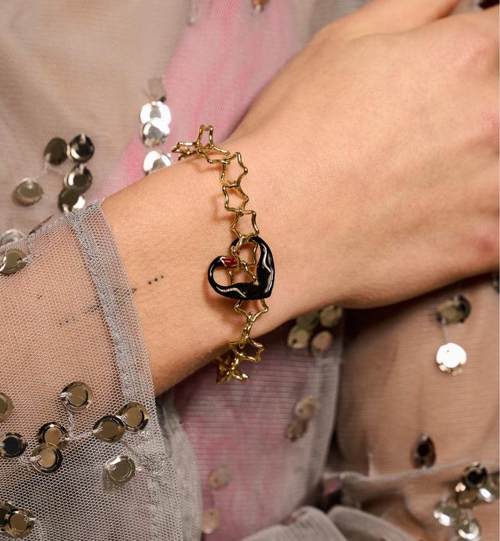 Anna Nina Linked Chunky Stars Bracelet Silver