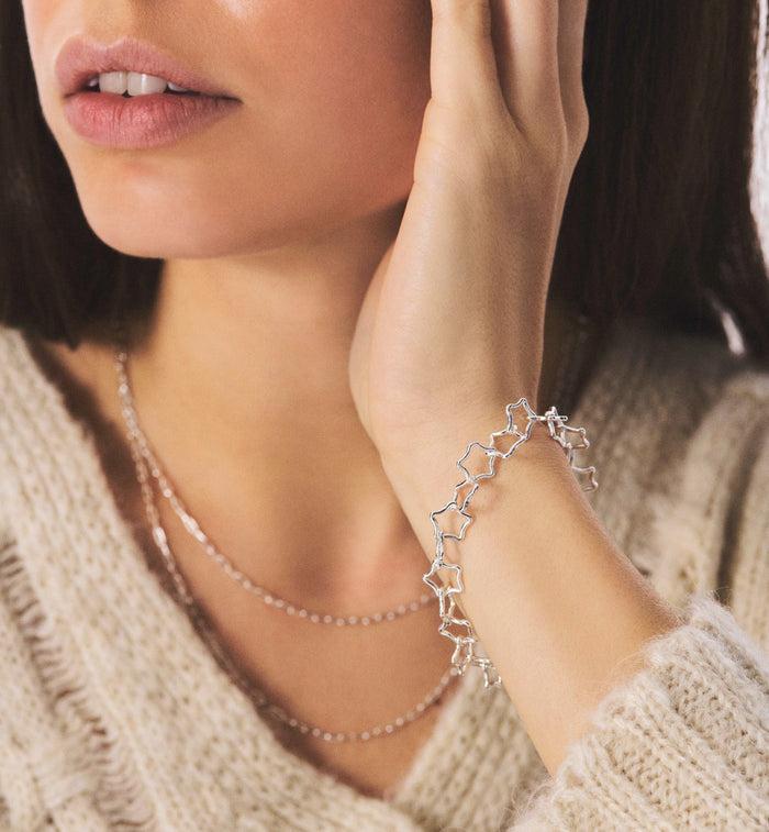 Anna Nina Linked Chunky Stars Bracelet Silver