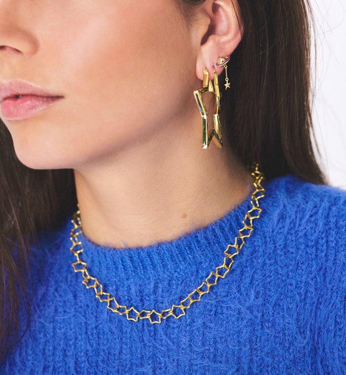Anna Nina Linked Chunky Stars Necklace Silver