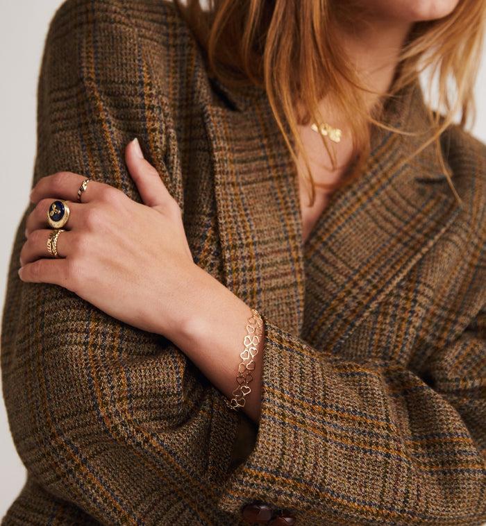 Anna Nina Linked Hearts Bracelet 14K