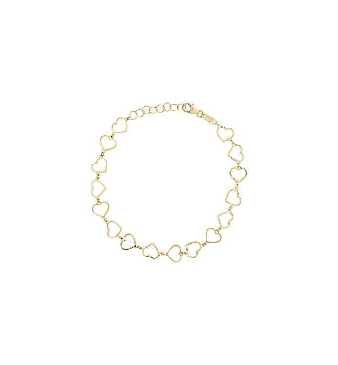 Anna Nina Linked Hearts Bracelet 14K