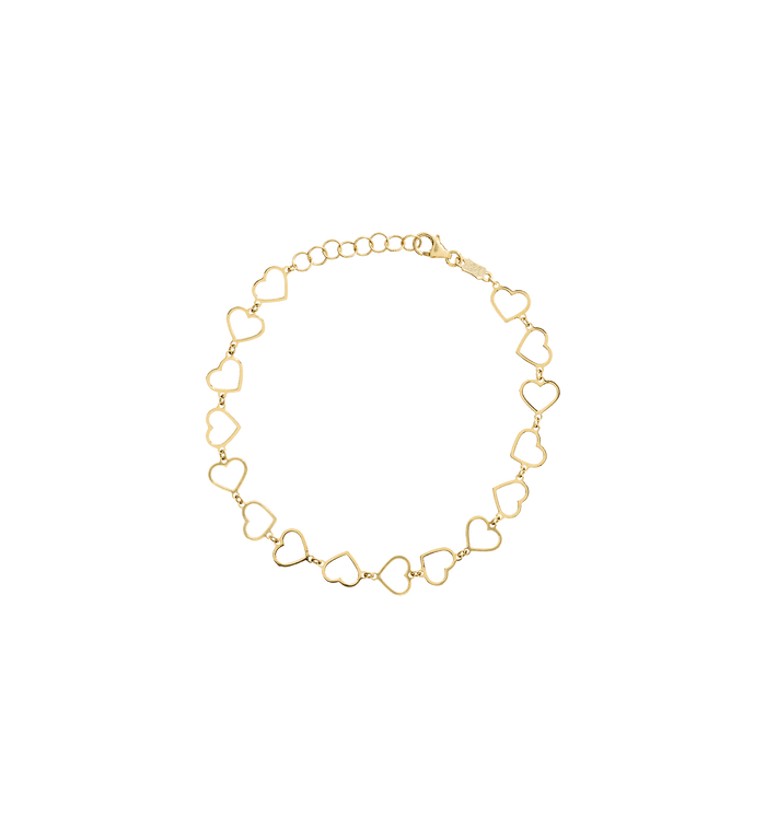 Anna Nina Linked Hearts Bracelet 14K