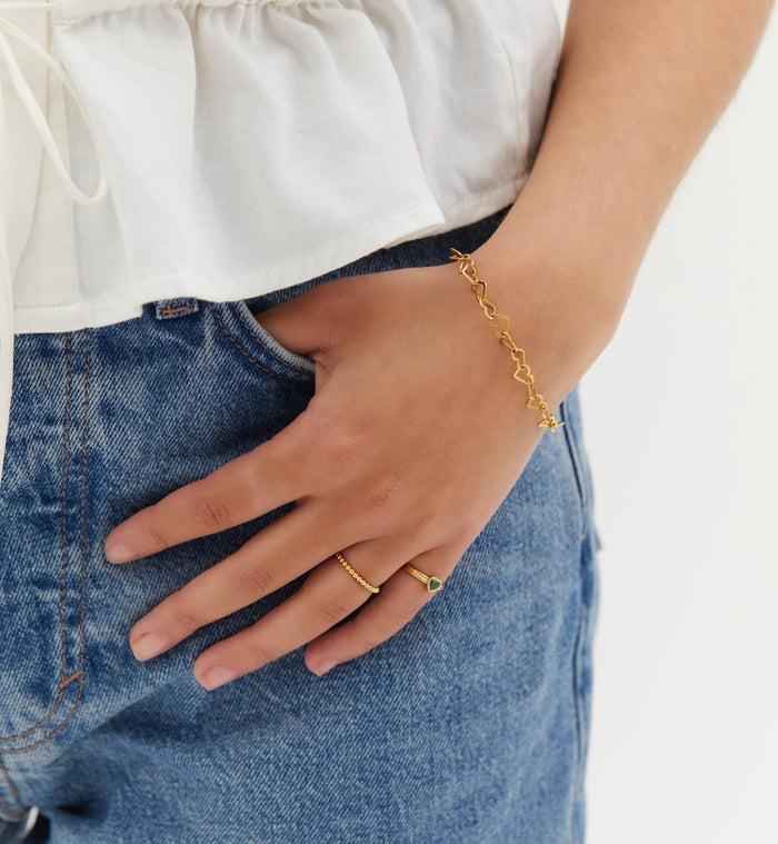 Anna Nina Linked Hearts Bracelet Silver