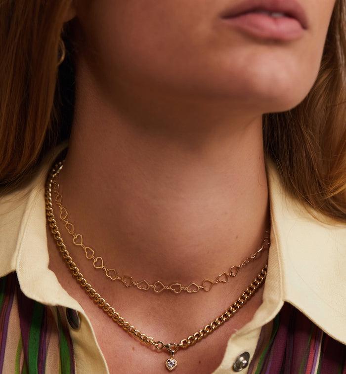 Anna Nina Linked Hearts Necklace 14K