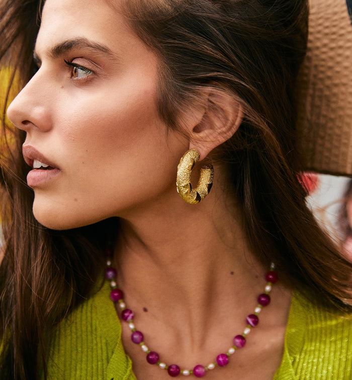 Anna Nina Love City Hoop Earrings (L) Gold Plated