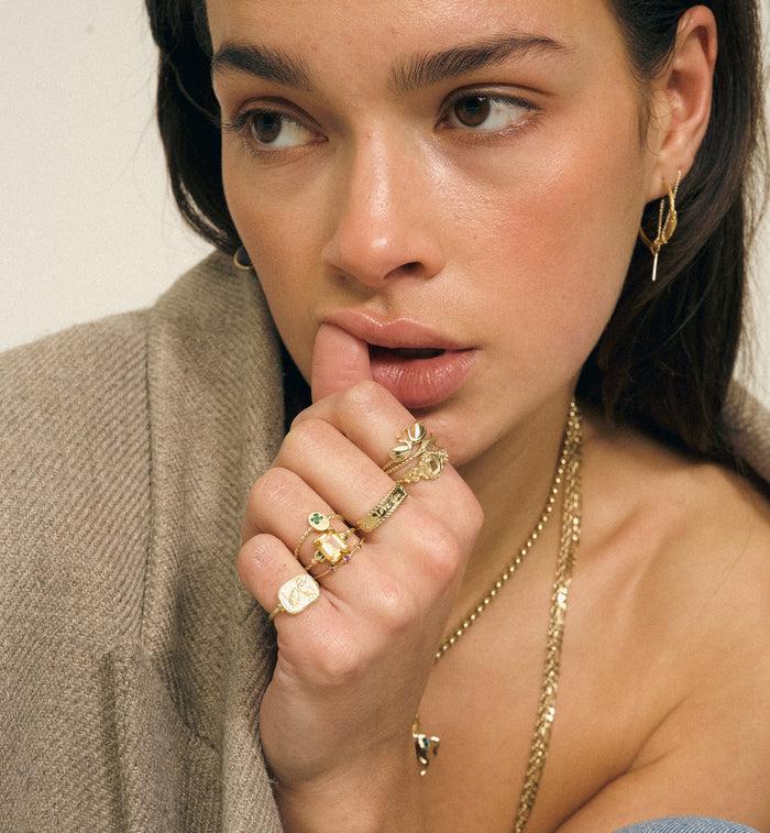 Anna Nina Lucky Clover Ring 14K Yellow Gold