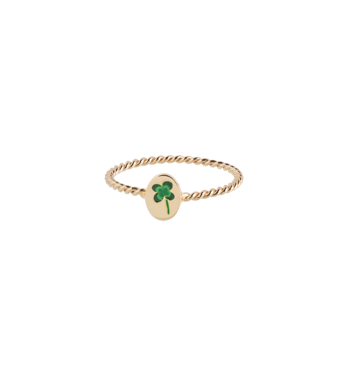 anna nina Lucky Clover Ring 14K Yellow Gold