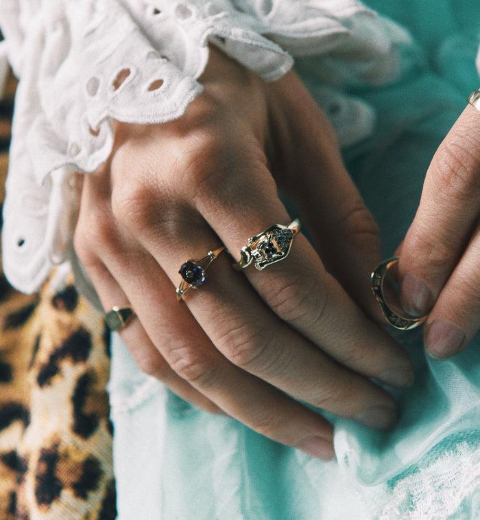 Anna Nina Lucky Fortune Star Ring 14K Yellow Gold