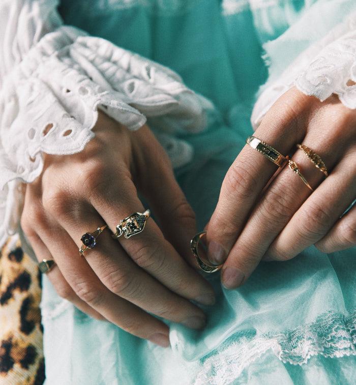 Anna Nina Lucky Fortune Star Ring 14K Yellow Gold