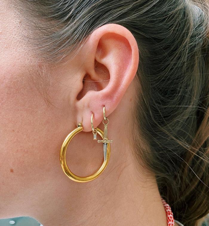 Anna Nina Maria Tash Diamond Baguette Charm 14K