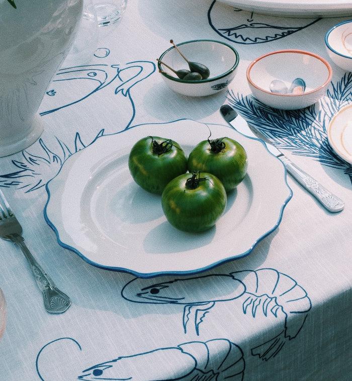 Anna Nina Marine Blue Scalloped Dinner Plate