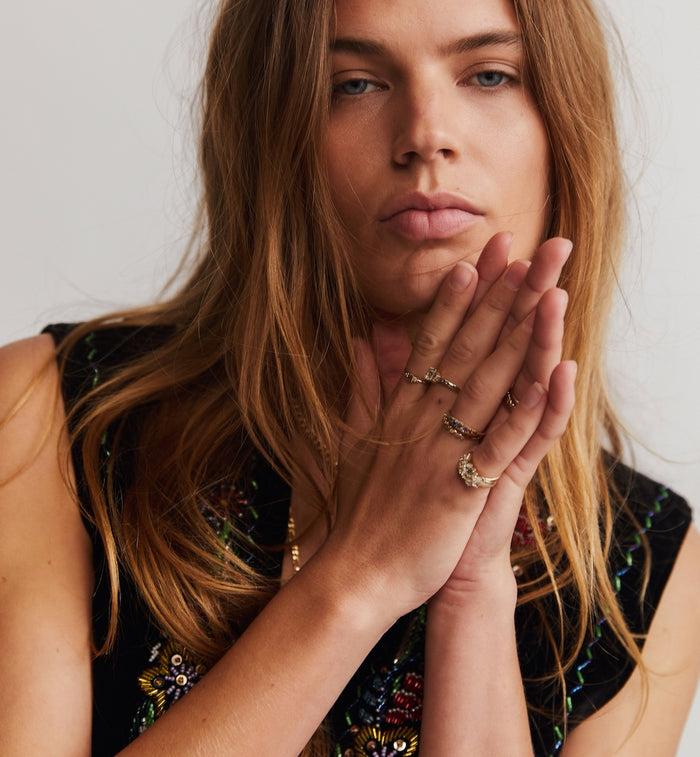 Anna Nina Meteoric Shower Ring 14K Yellow Gold