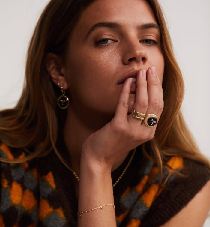 Anna Nina Moon Eclipse Ring 14K Yellow Gold