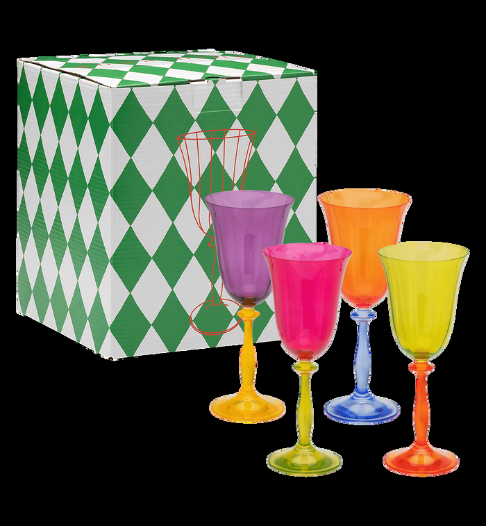 anna nina Multicoloured Optic Wine Glass Set of 4