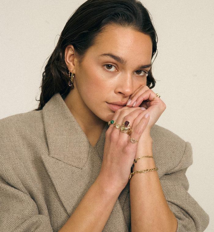 Anna Nina Nina Ring Garnet 14K Yellow Gold