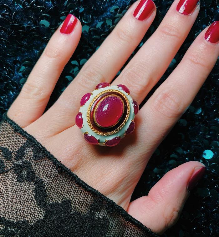 Anna Nina Pink City Ring Gold Plated