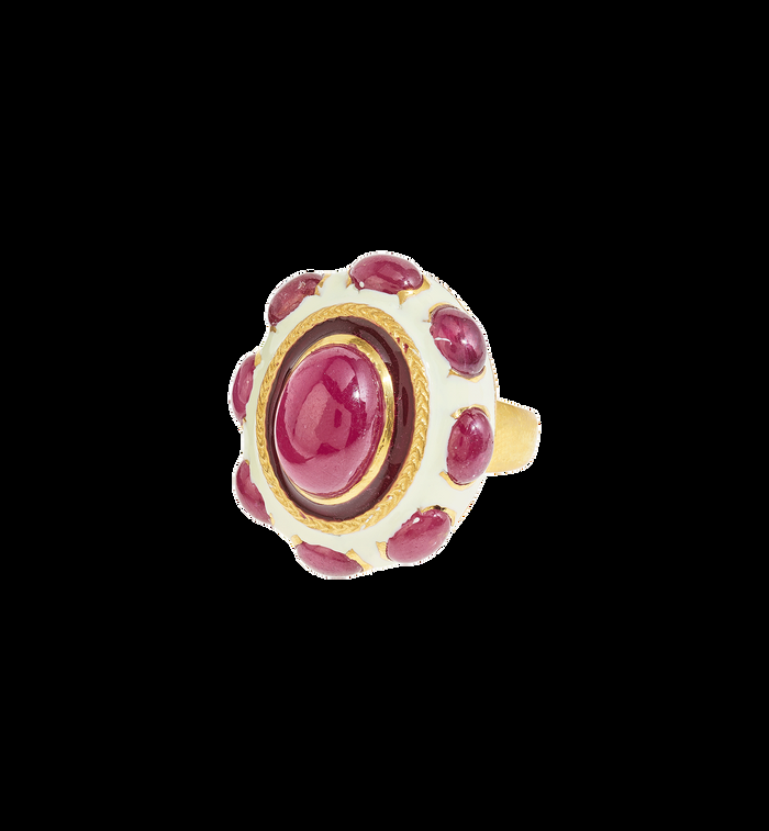 anna nina Pink City Ring Gold Plated