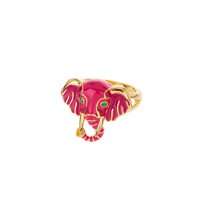 anna nina Pink Elephant Ring Silver