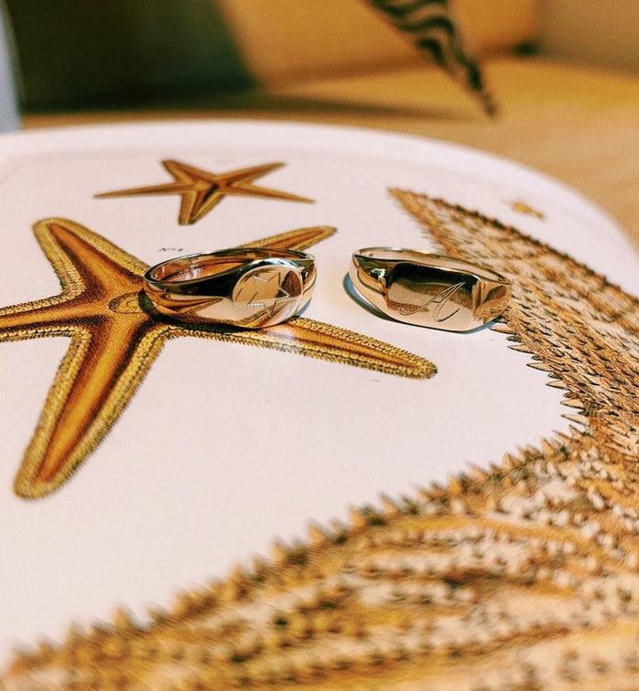 Anna Nina Pinky Signet Ring Round 14K Yellow Gold