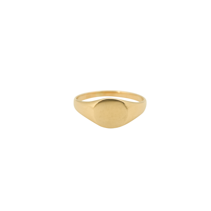 Anna Nina Pinky Signet Ring Round 14K Yellow Gold