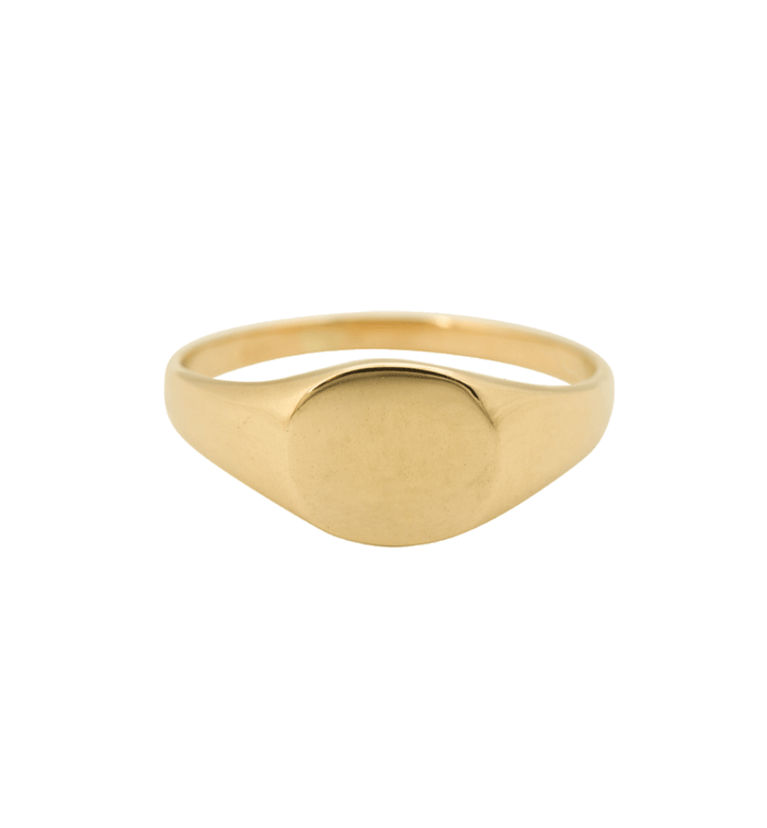 anna nina Pinky Signet Ring Round 14K Yellow Gold
